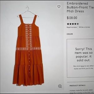 Madewell Embroidered Front Button Midi-Dress